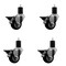 Service Caster 3'' Black Poly Swivel 1-3/4'' Expanding Stem Caster Set with Brake, 4PK SCC-EX20S314-PPUB-BLK-PLB-134-4 - alternate 1